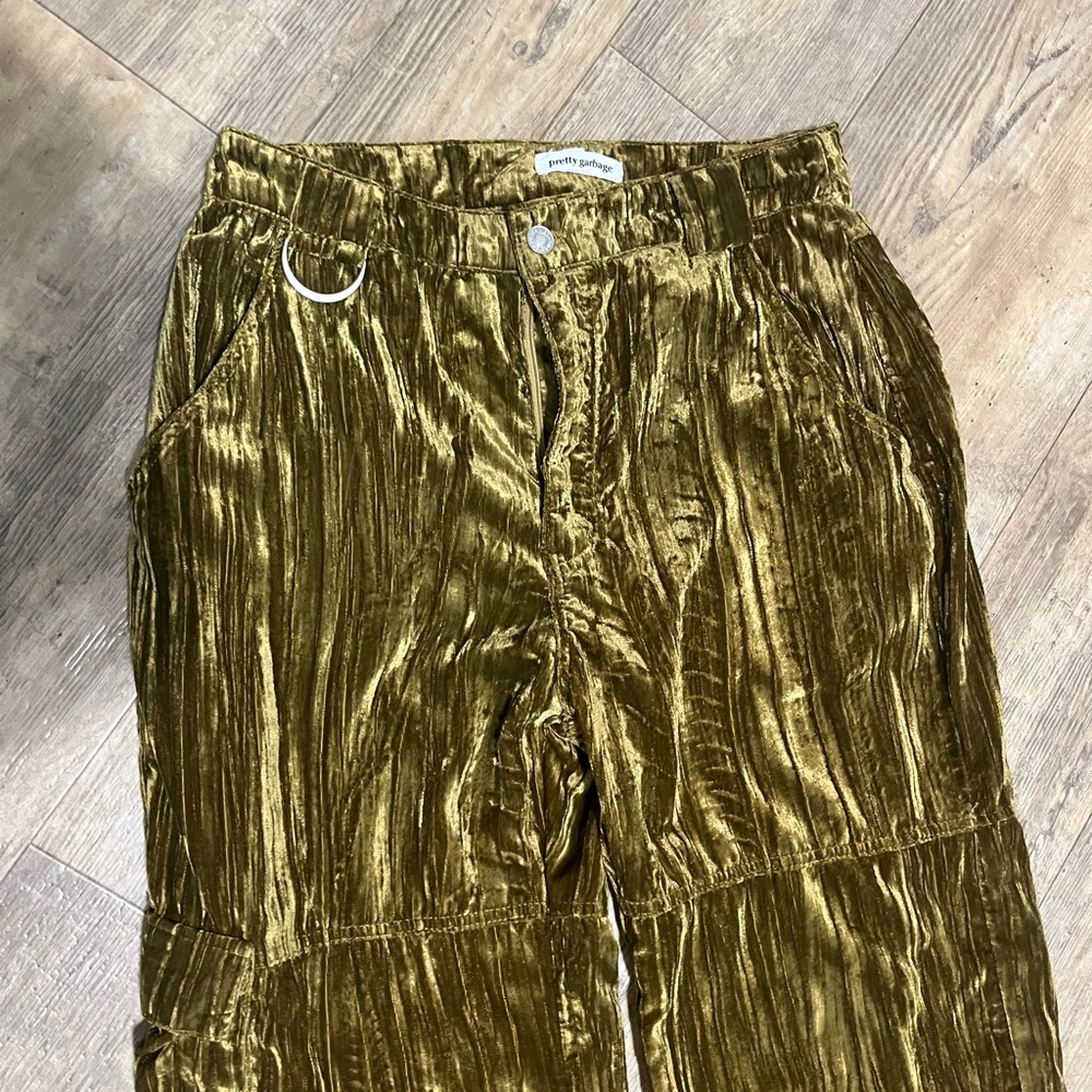 Pretty Garbage Green Velvet Pants women’s size Small - Picture 2 of 13